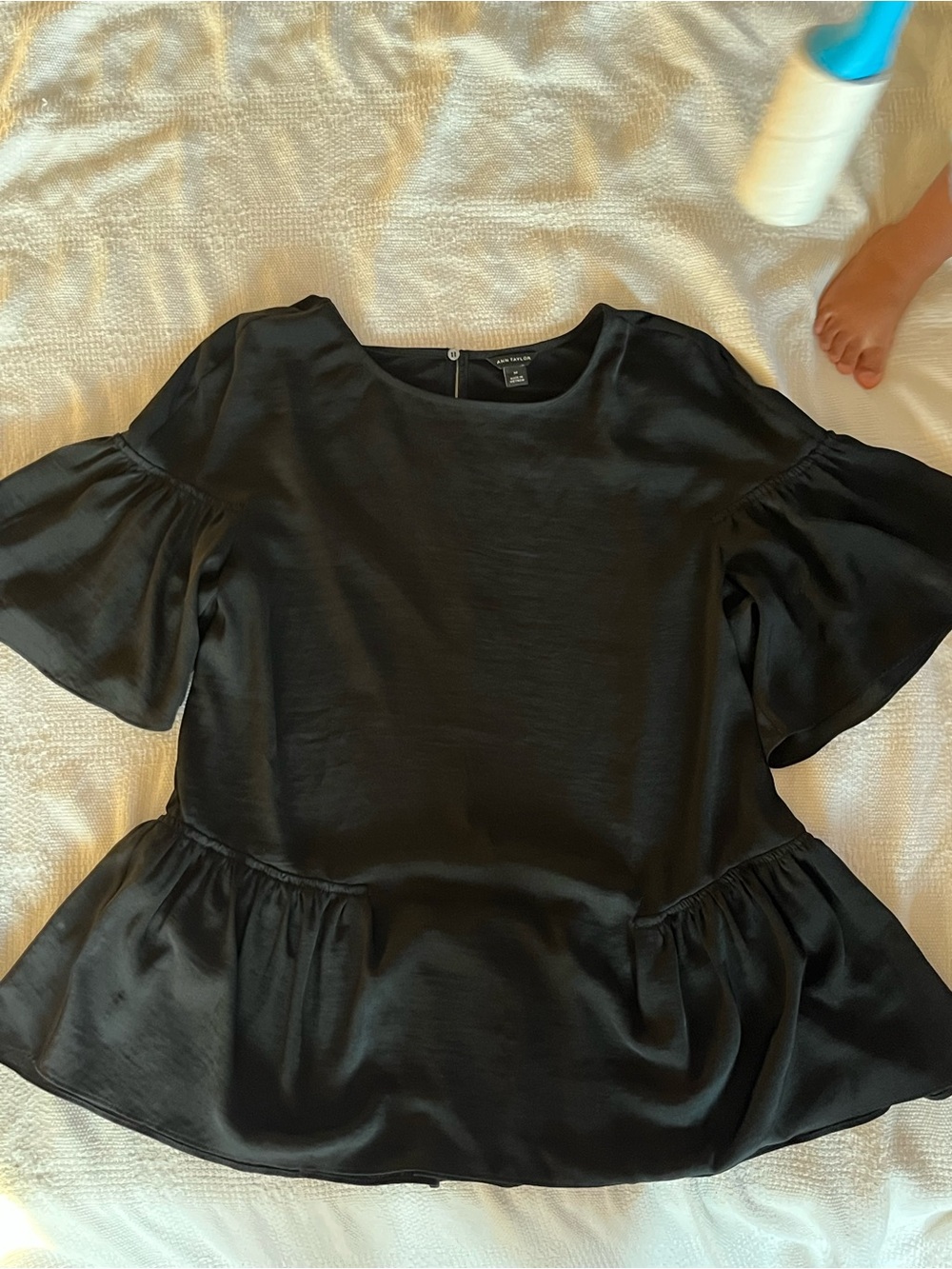 Ann Taylor Black Peplum Blouse Size Medium